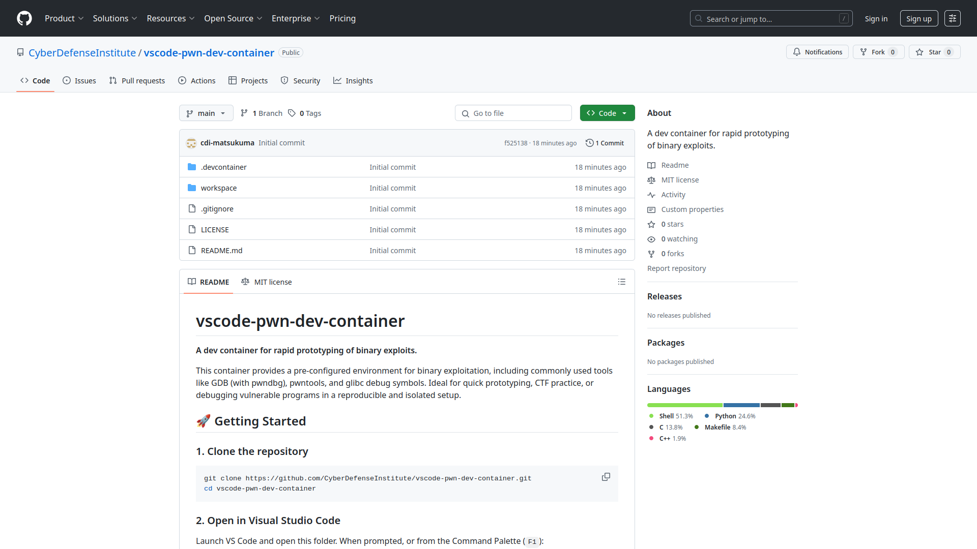CyberDefenseInstitute/vscode-pwn-dev-container